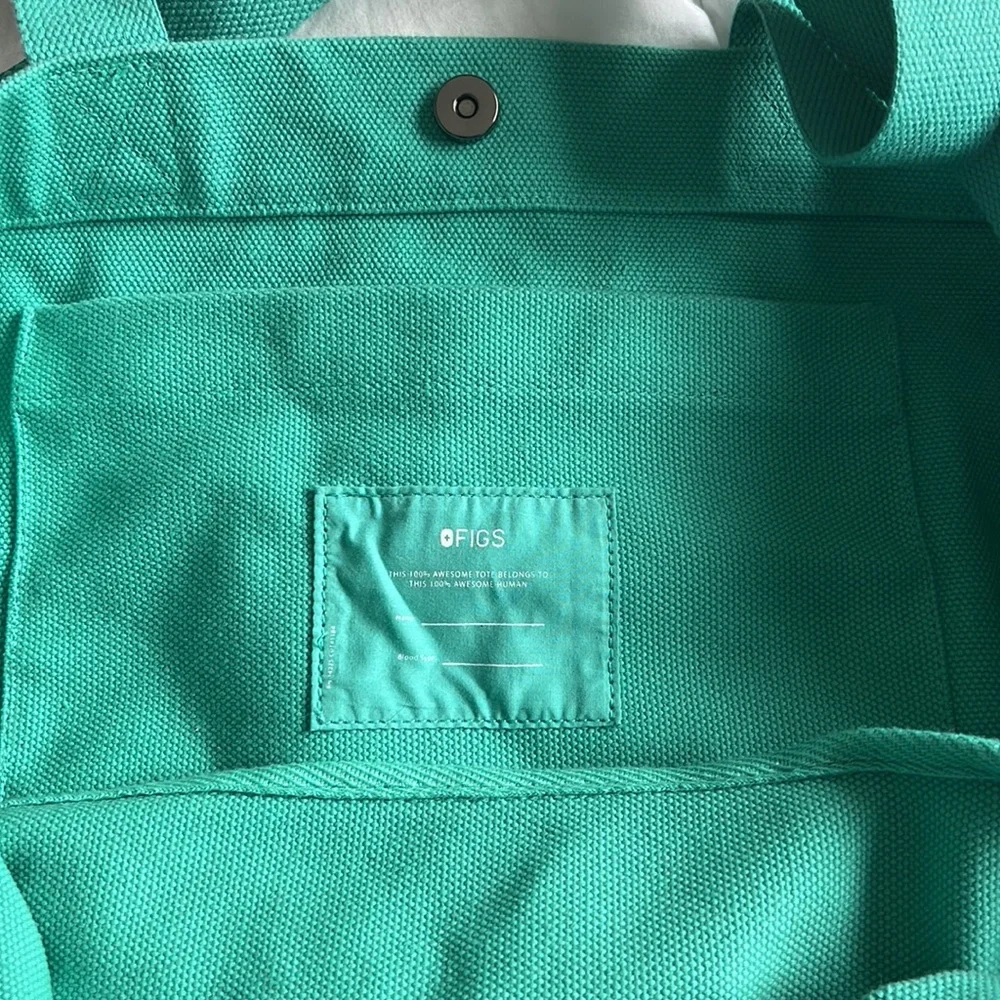 Figs Large Tote Bag in Teal Green